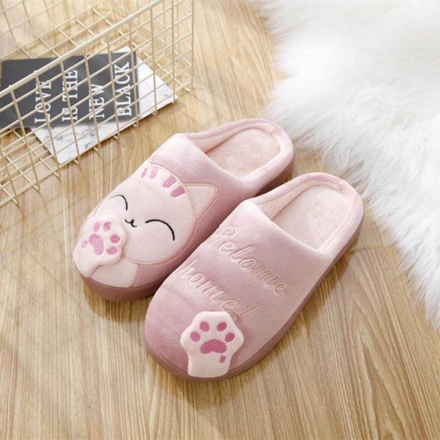Welcome Home Cozy Cat Slippers