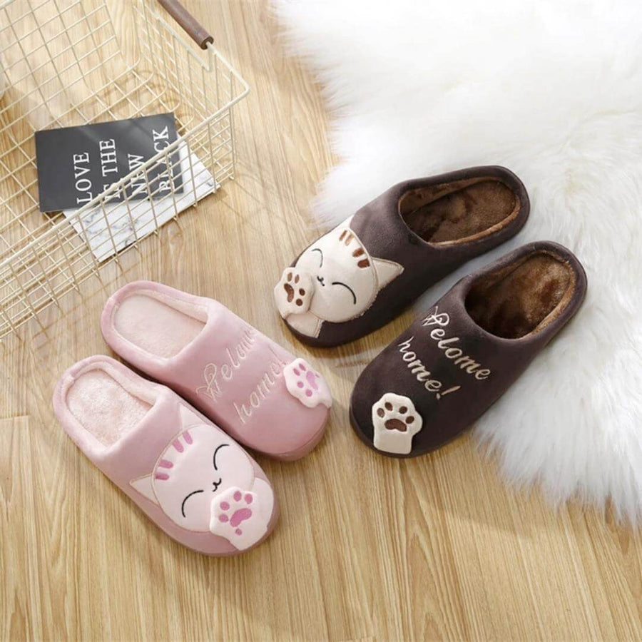 Welcome Home Cozy Cat Slippers