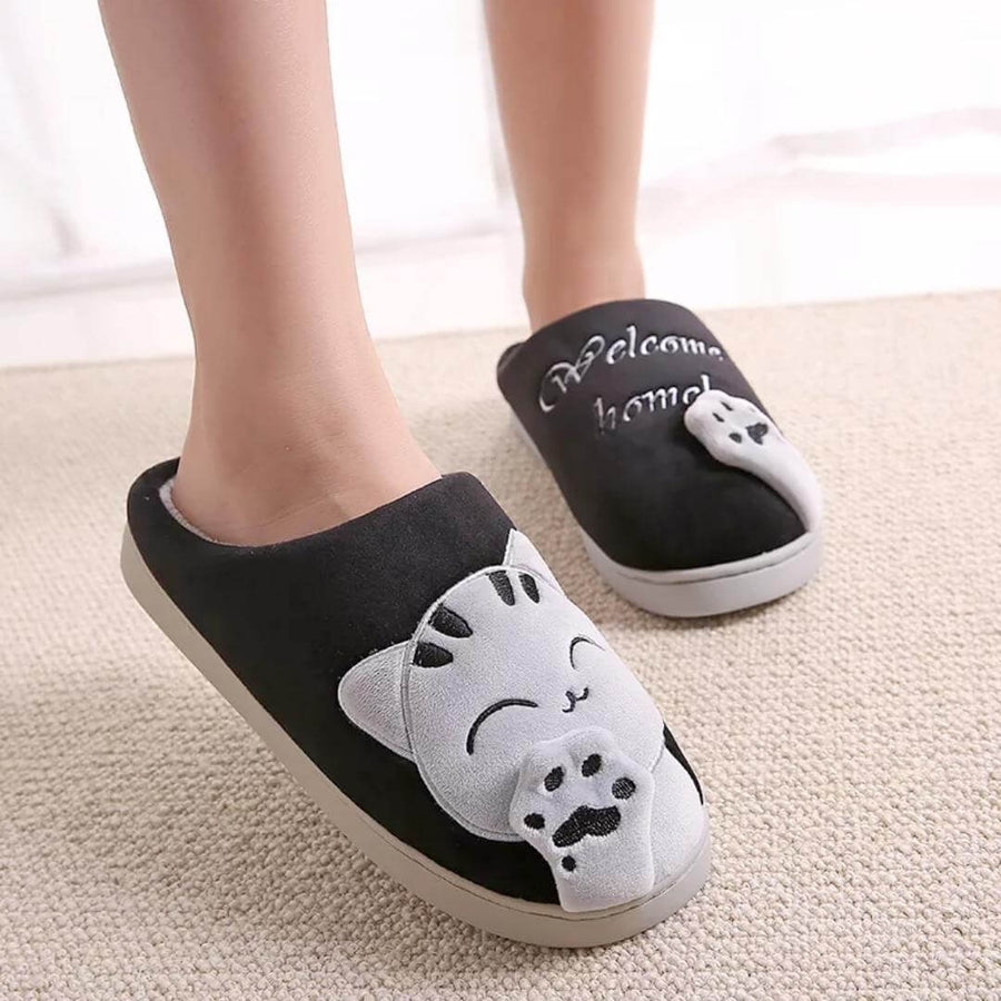 Welcome Home Cozy Cat Slippers