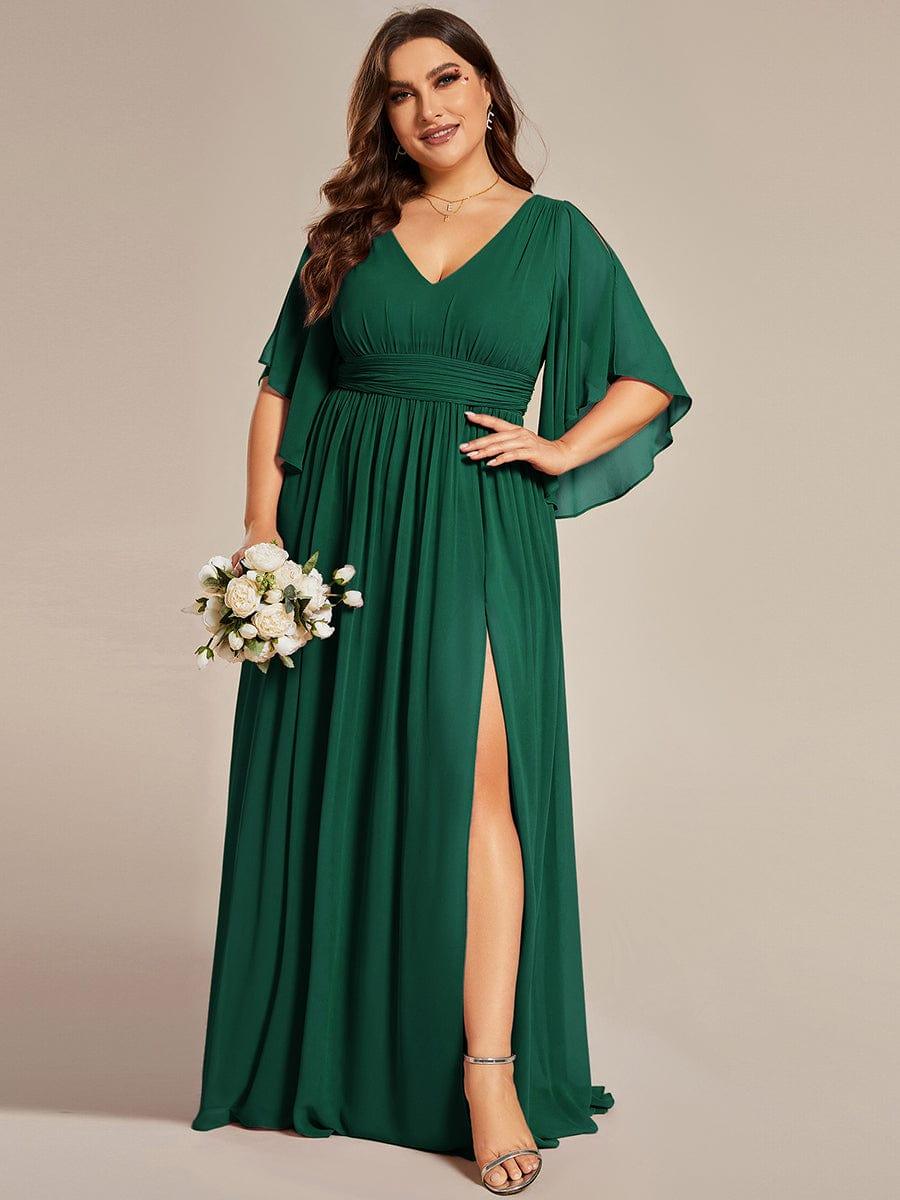 pretty ELYAN|Plus Size V-Neck A-Line Chiffon Bridesmaid Dress