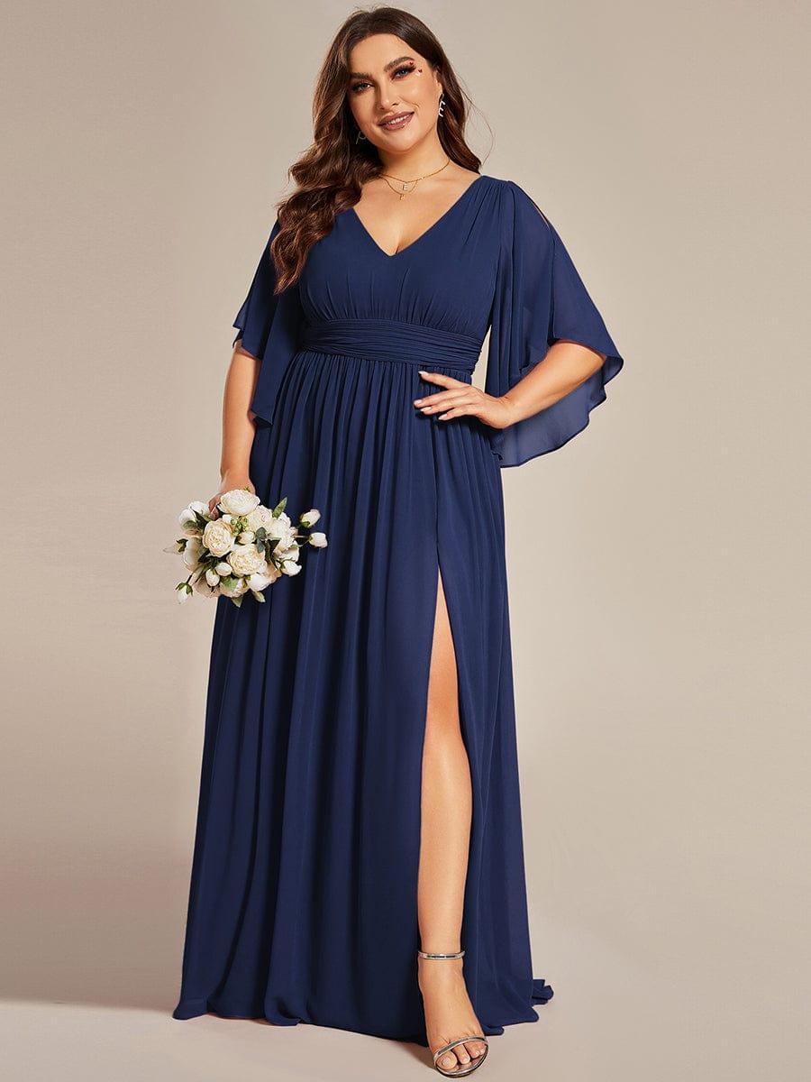 pretty ELYAN|Plus Size V-Neck A-Line Chiffon Bridesmaid Dress