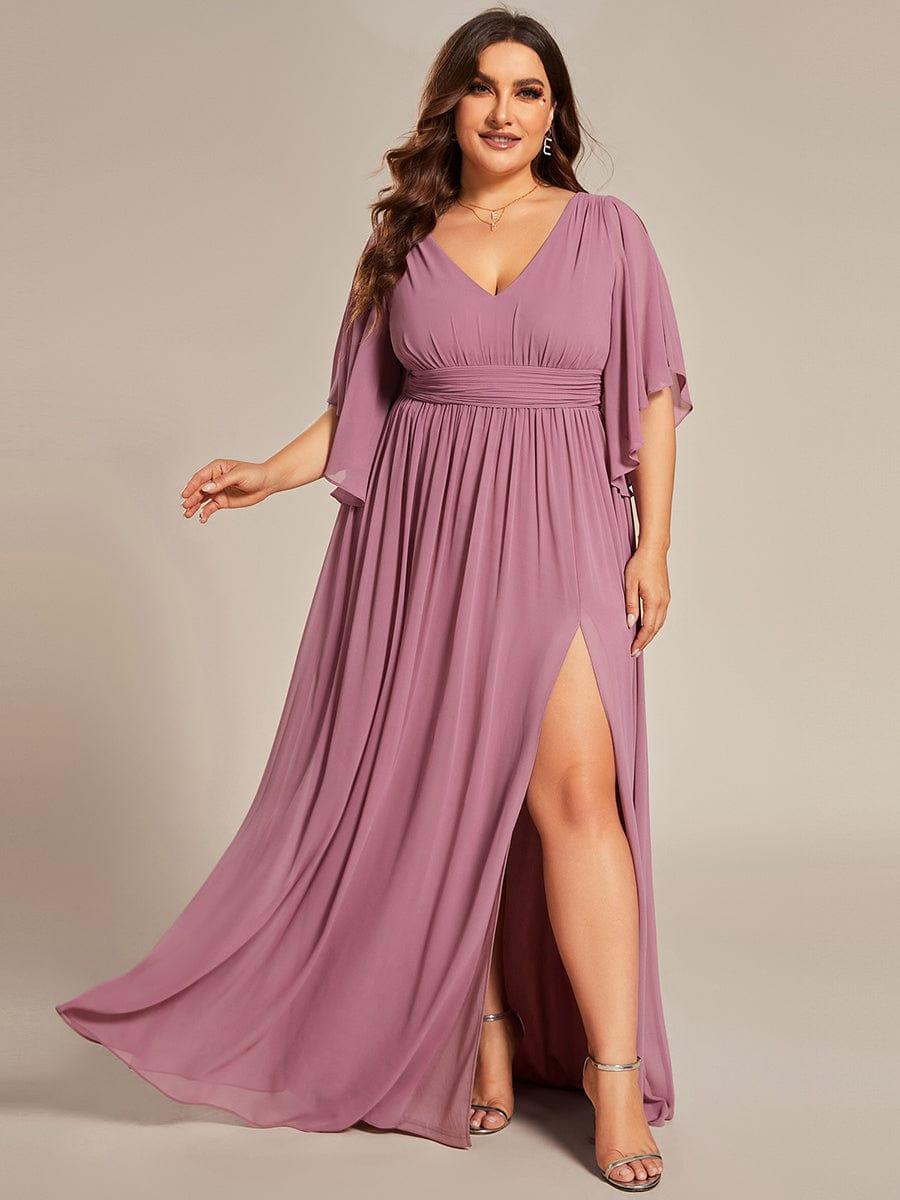 pretty ELYAN|Plus Size V-Neck A-Line Chiffon Bridesmaid Dress