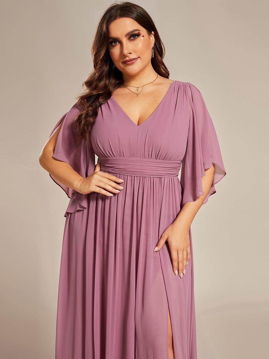 pretty ELYAN|Plus Size V-Neck A-Line Chiffon Bridesmaid Dress