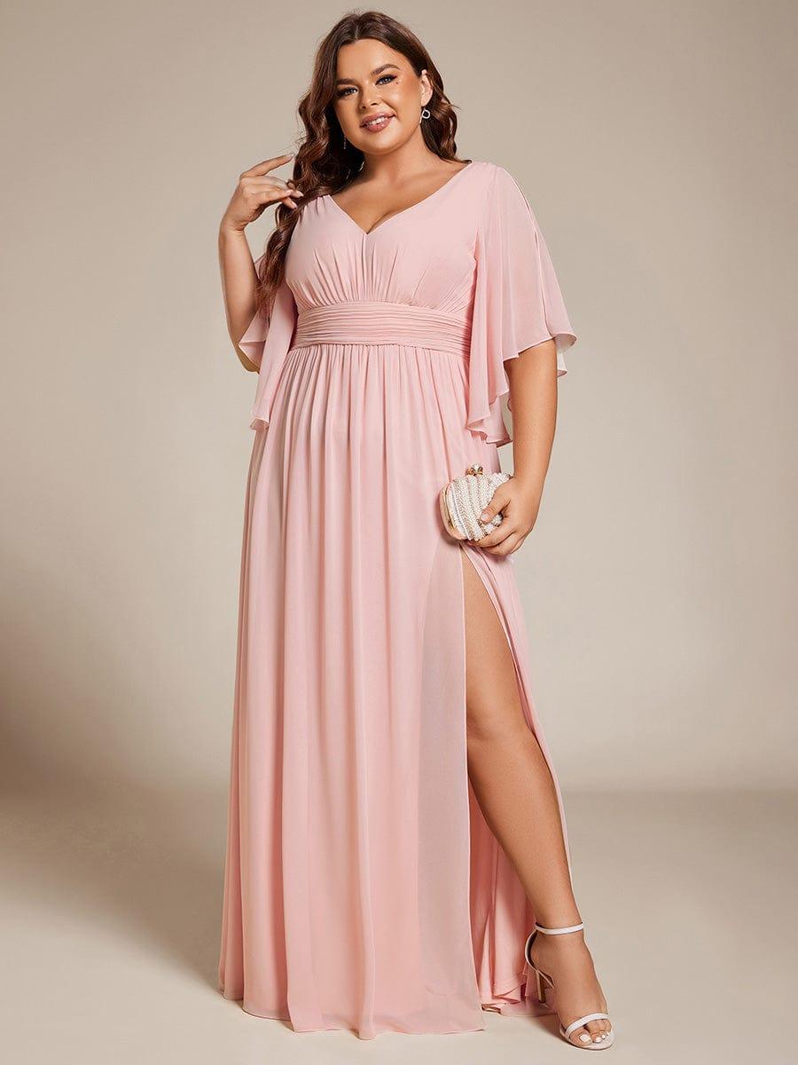 pretty ELYAN|Plus Size V-Neck A-Line Chiffon Bridesmaid Dress