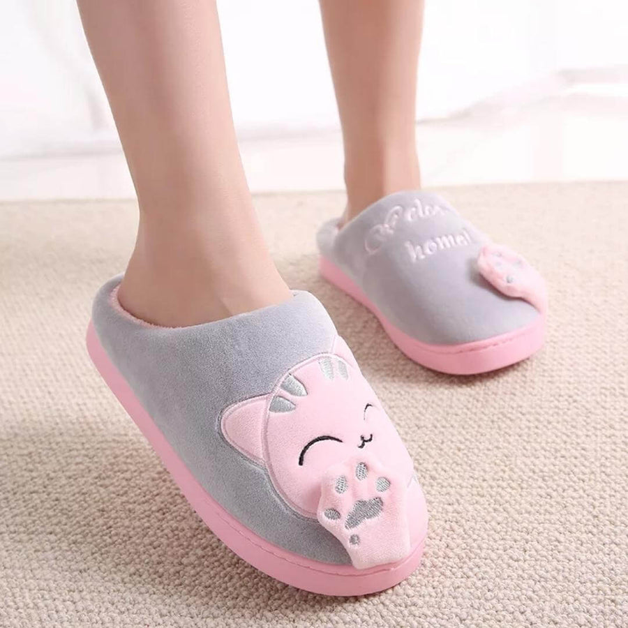 Welcome Home Cozy Cat Slippers