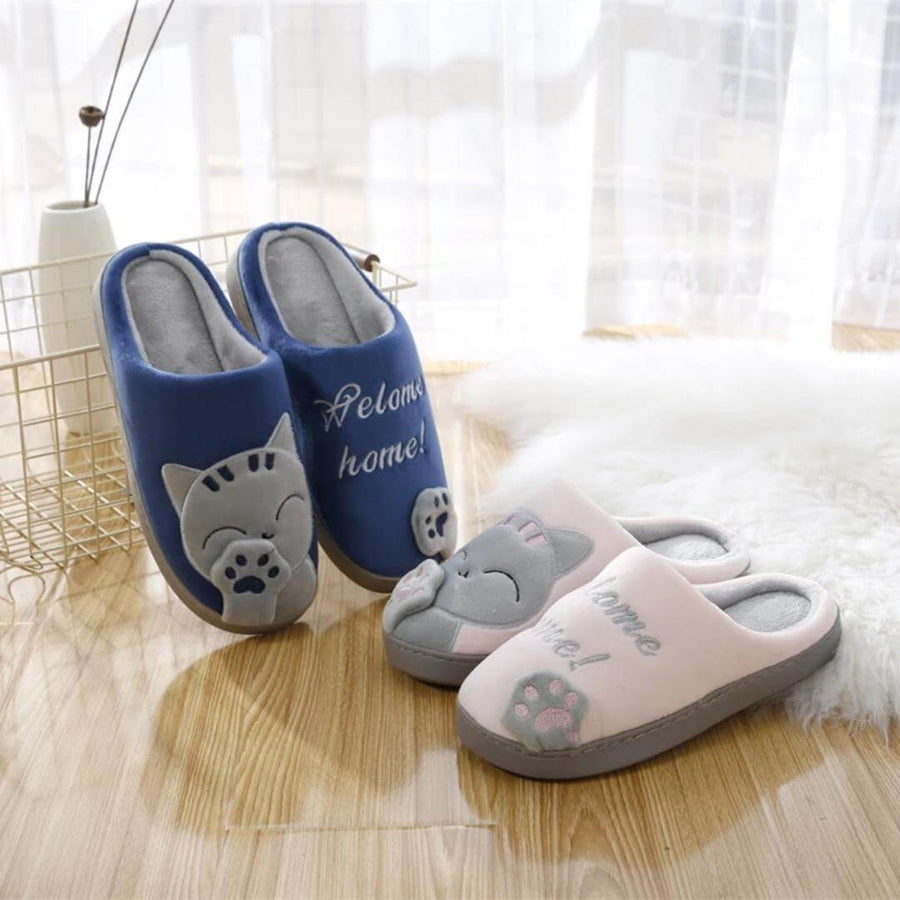 Welcome Home Cozy Cat Slippers