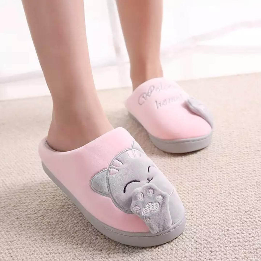 Welcome Home Cozy Cat Slippers