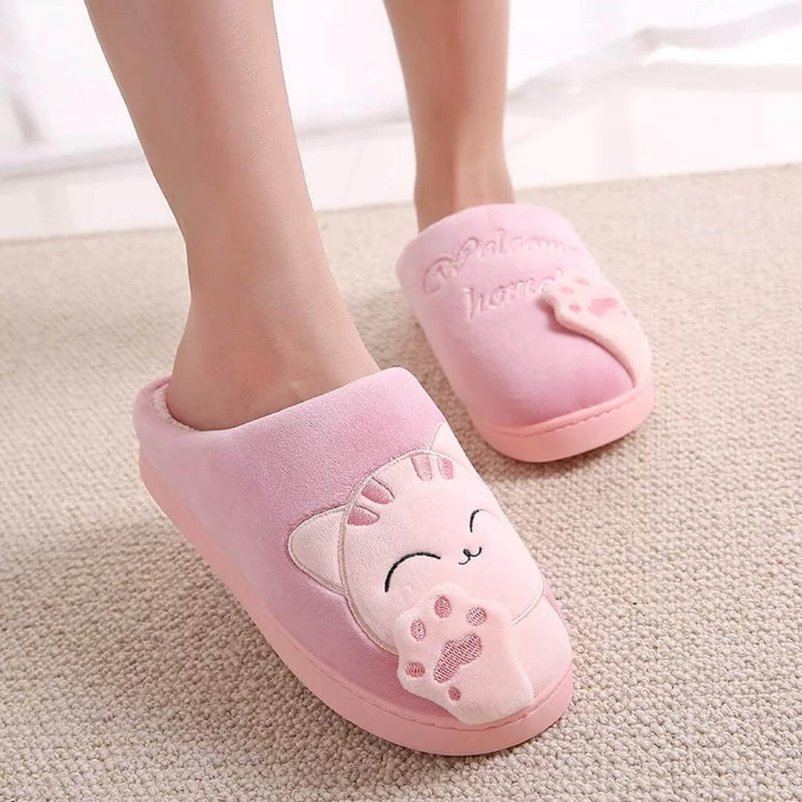Welcome Home Cozy Cat Slippers