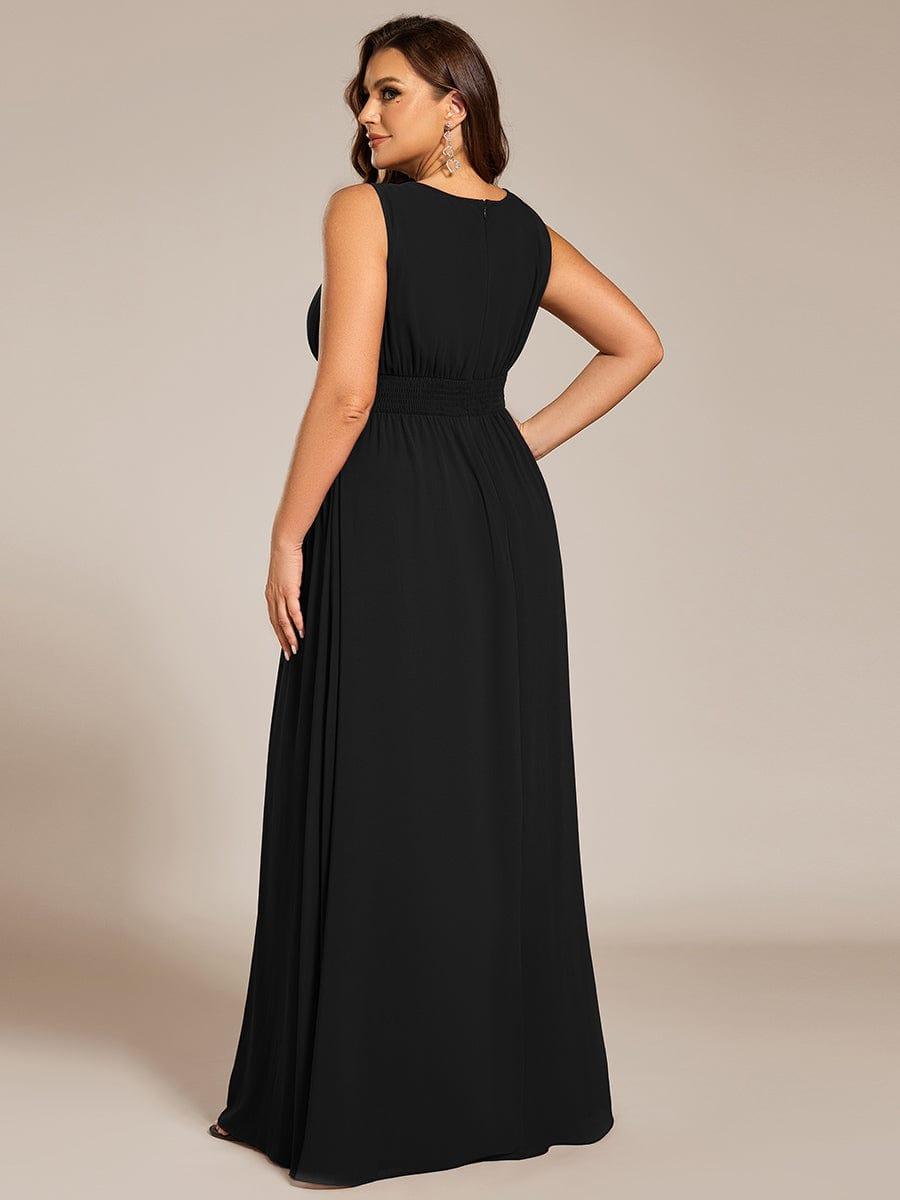 pretty KALIA|Plus Size A-Line Sleeveless Chiffon Round Neckline Bridesmaid Dress with Pleats