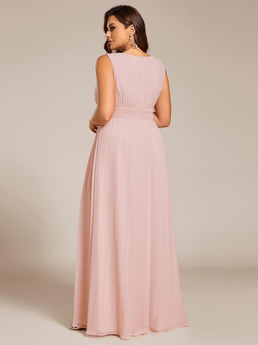 pretty KALIA|Plus Size A-Line Sleeveless Chiffon Round Neckline Bridesmaid Dress with Pleats
